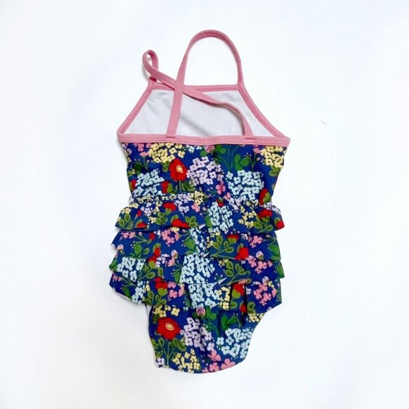 Hanna Andersson Girls 60 Swimsuit Lot – Floral & Stripe One Piece Set - Picture 7 of 9